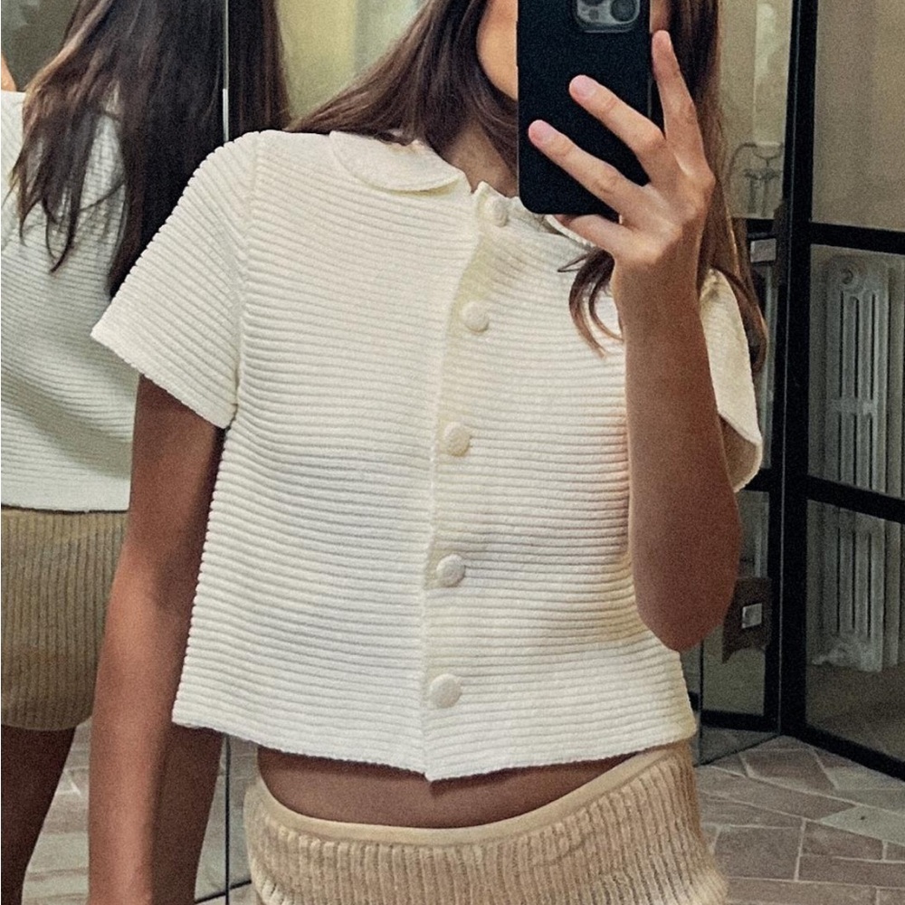 Zara Chunky Knit Peter Pan Collar Cardigan